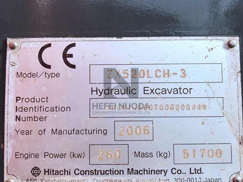 Japan Original Hitachi ZX520 Used Excavators Heavy Equipment ZX520 Vs Excavators Sell